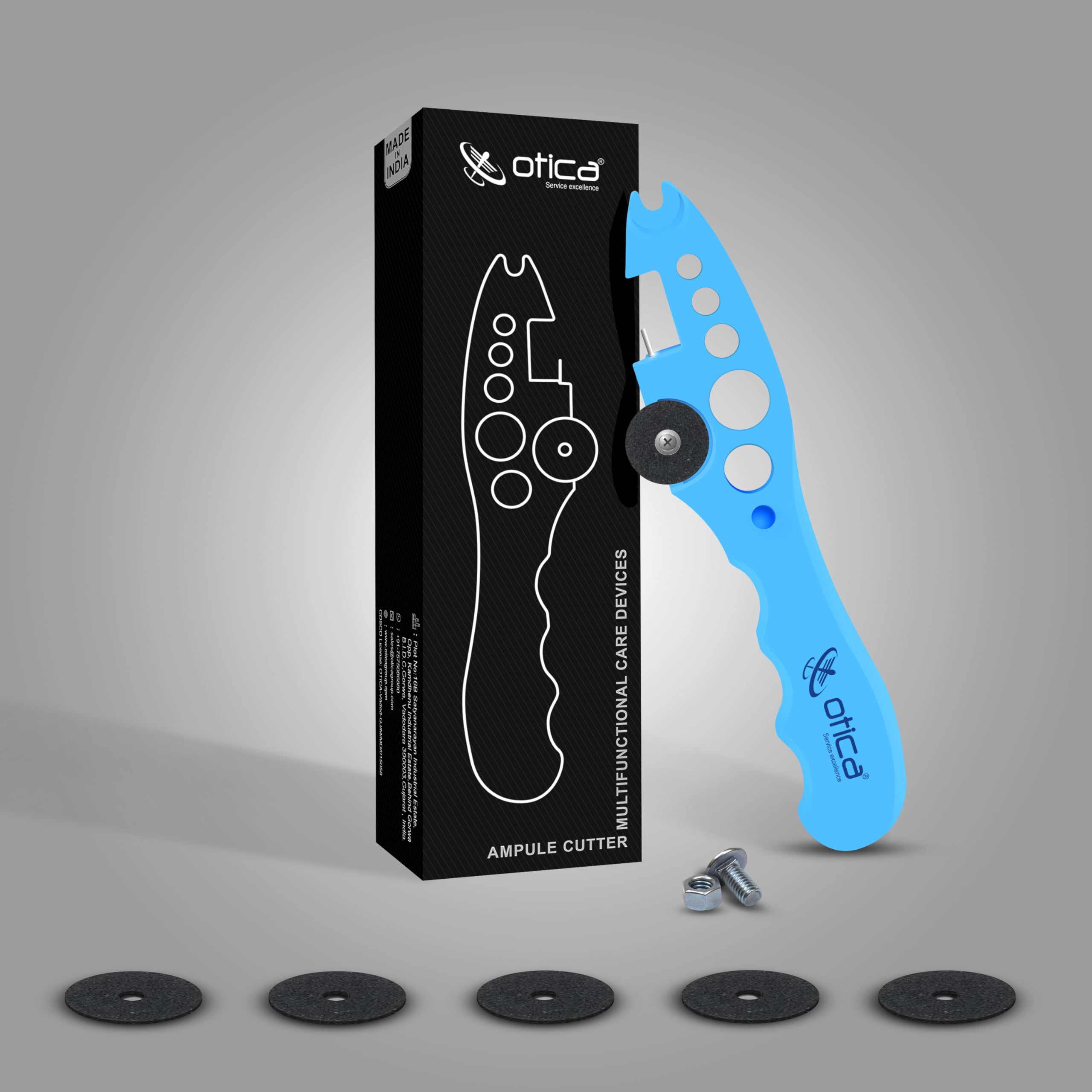 OTICA Ampoule Cutter for Doctors Nurse, Glass Bottle Cap Remover Cutter Ampule Breaker for Hospital and Clinic (Blue)